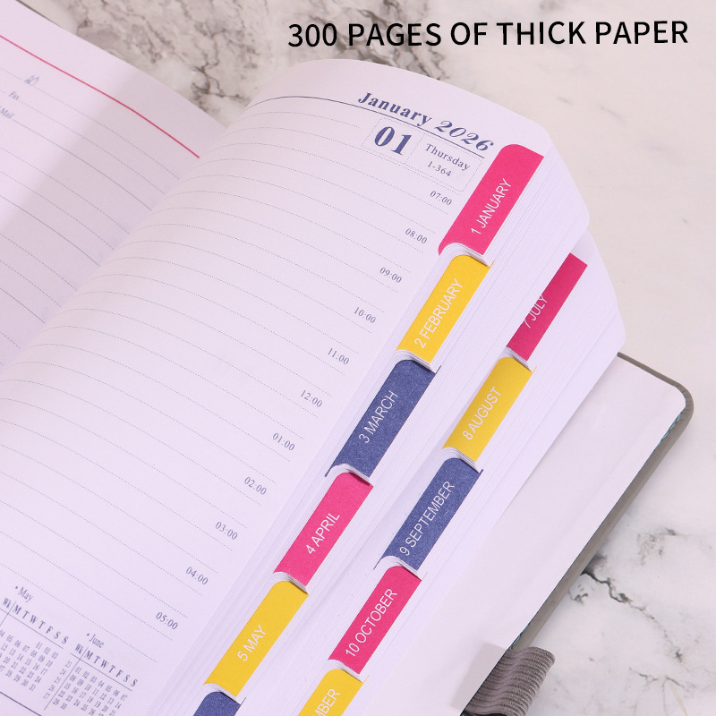 A2026 planificator de calendar cu 365 de zile, plan zilnic și carnet de eficiență pentru afaceri