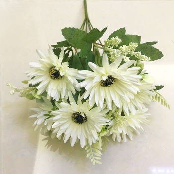 Flori artificiale din mătase: floarea-soarelui, gerbera și crizantemă pentru decor de sufragerie și nuntă