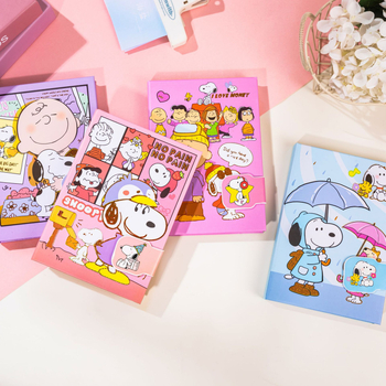 Snoopy carnet cu închidere magnetică, mărime 32K, pagini colorate cu ilustrații, papetărie creativă, mic cadou