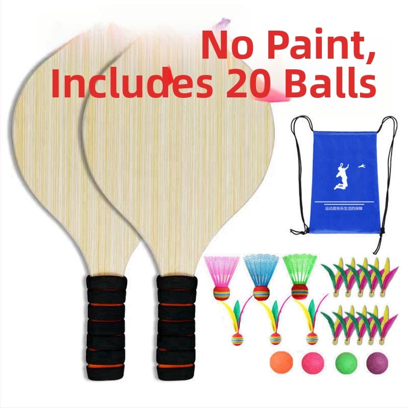 Badmintonová raketa z masívneho dreva na vnútorné aj vonkajšie použitie, dubový rám, pre deti aj dospelých, so tromi perami
