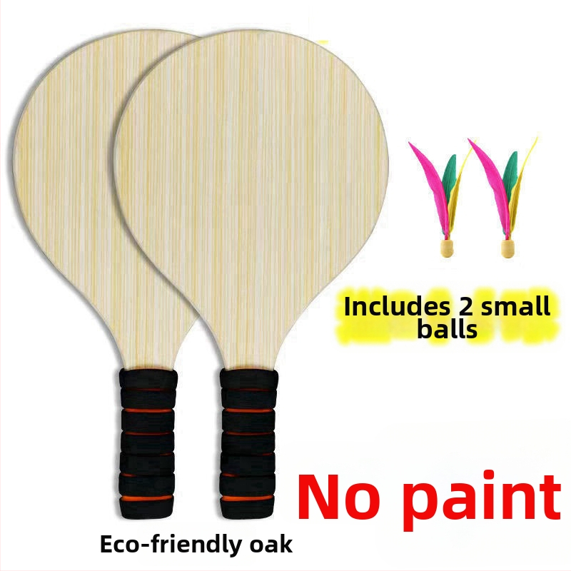 Badmintonová raketa z masívneho dreva na vnútorné aj vonkajšie použitie, dubový rám, pre deti aj dospelých, so tromi perami