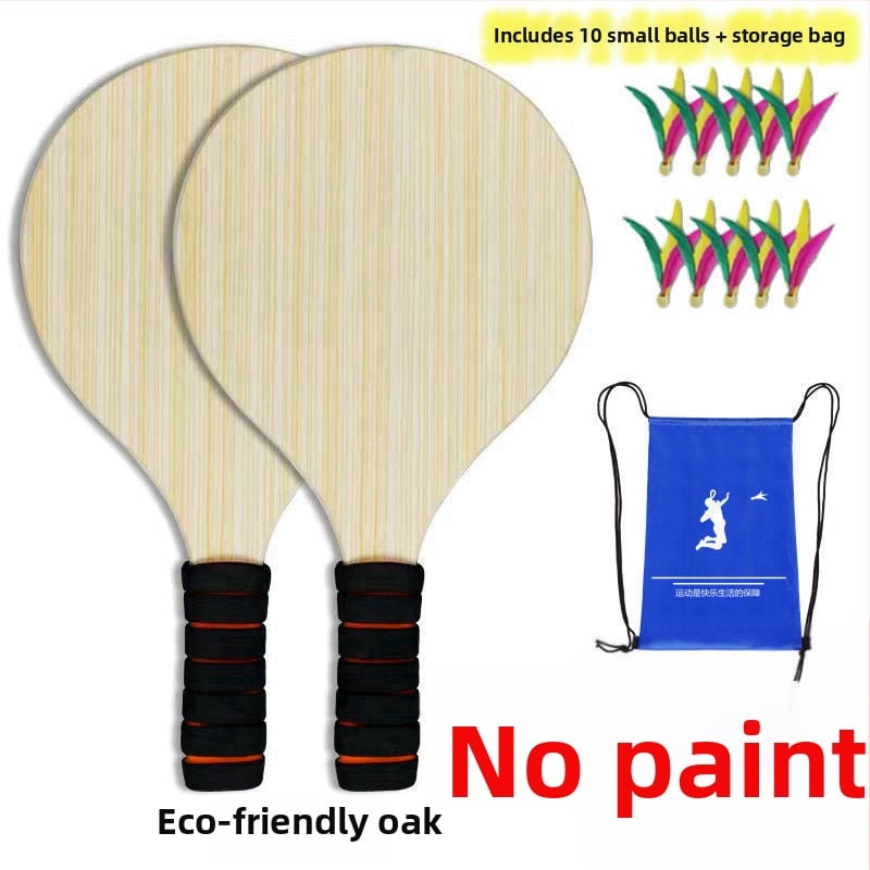 Badmintonová raketa z masívneho dreva na vnútorné aj vonkajšie použitie, dubový rám, pre deti aj dospelých, so tromi perami