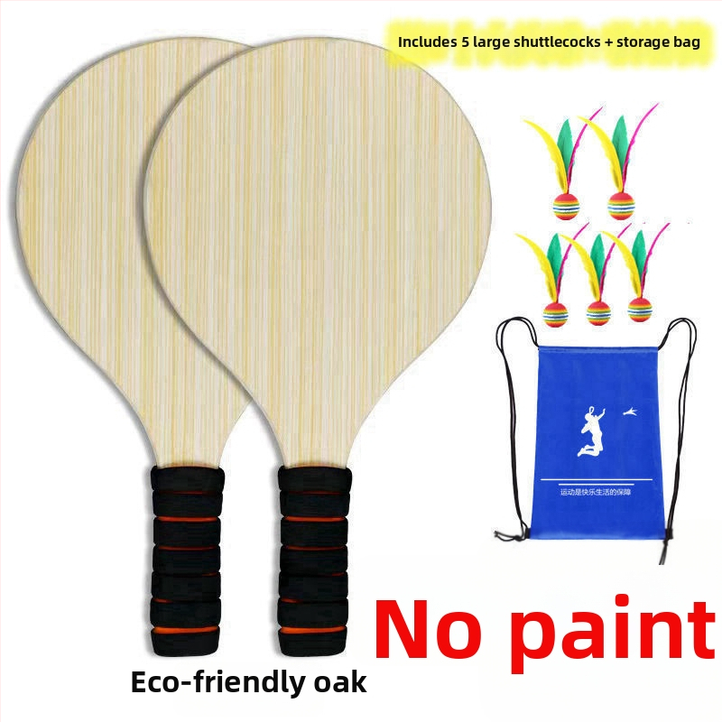Badmintonová raketa z masívneho dreva na vnútorné aj vonkajšie použitie, dubový rám, pre deti aj dospelých, so tromi perami