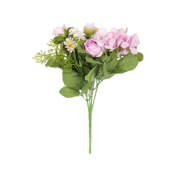 HOYVJOY Buchet de flori de mătase: margaretă, mini trandafir și mușețel, stil japonez/coreean, 30 cm