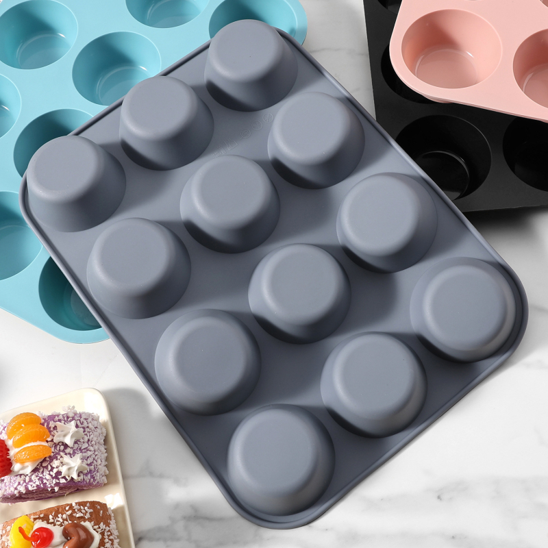 Formă din silicon pentru prăjituri, rotundă, 12 cavități, stil nordic, pentru coacere