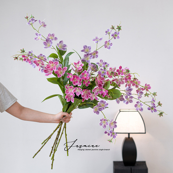Buchet cu iasmin artificial cu două ramuri, decor pentru sufragerie și hol