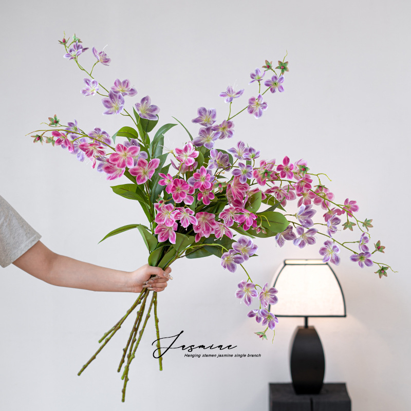 Buchet cu iasmin artificial cu două ramuri, decor pentru sufragerie și hol