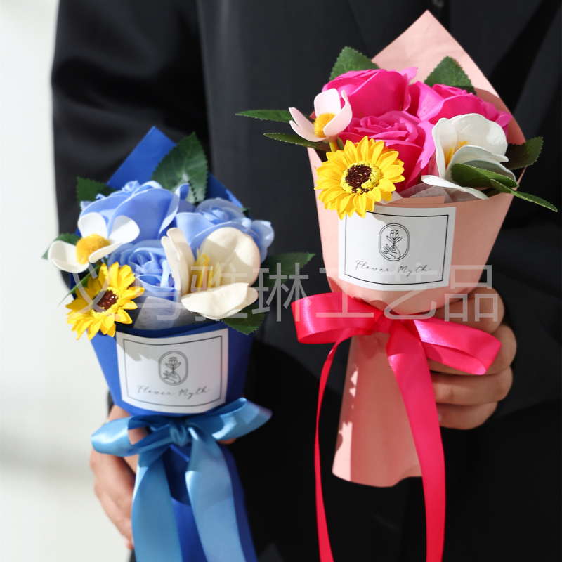 Buchet din săpun: flori veșnice, Sunflowers, Roses și Phalaenopsis orchids – flori artificiale, realizate manual, pentru nunți și decor acasă