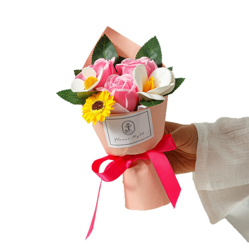 Buchet din săpun: flori veșnice, Sunflowers, Roses și Phalaenopsis orchids – flori artificiale, realizate manual, pentru nunți și decor acasă