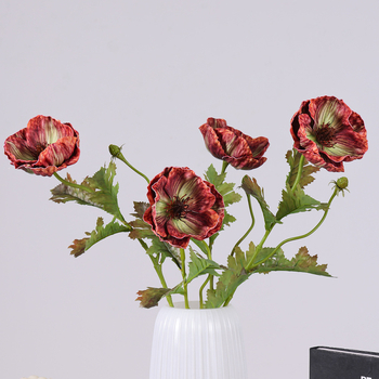 Floare artificială de mac cu două capete, în stil pictură în ulei, pentru decor de casă, aranjamente florale și nunți