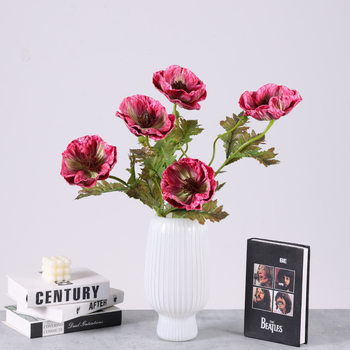 Floare artificială de mac cu două capete, în stil pictură în ulei, pentru decor de casă, aranjamente florale și nunți