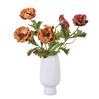 Floare artificială de mac cu două capete, în stil pictură în ulei, pentru decor de casă, aranjamente florale și nunți