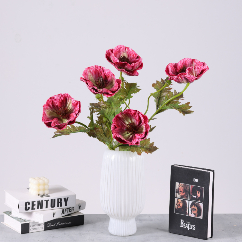 Floare artificială de mac cu două capete, în stil pictură în ulei, pentru decor de casă, aranjamente florale și nunți