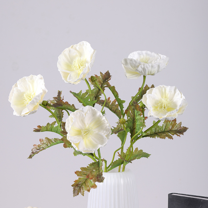 Floare artificială de mac cu două capete, în stil pictură în ulei, pentru decor de casă, aranjamente florale și nunți