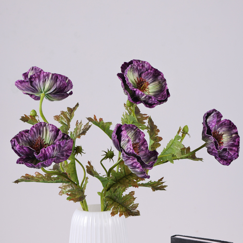 Floare artificială de mac cu două capete, în stil pictură în ulei, pentru decor de casă, aranjamente florale și nunți