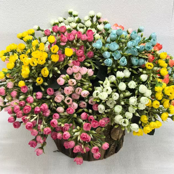 Flori artificiale, buchet cu 5 ramuri, 30 petale Milan buds, muguri de trandafir cu mai multe capete, decor pentru casă și nuntă