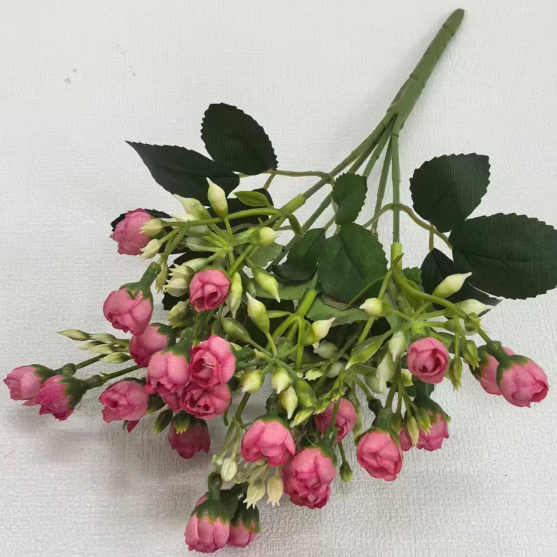 Flori artificiale, buchet cu 5 ramuri, 30 petale Milan buds, muguri de trandafir cu mai multe capete, decor pentru casă și nuntă
