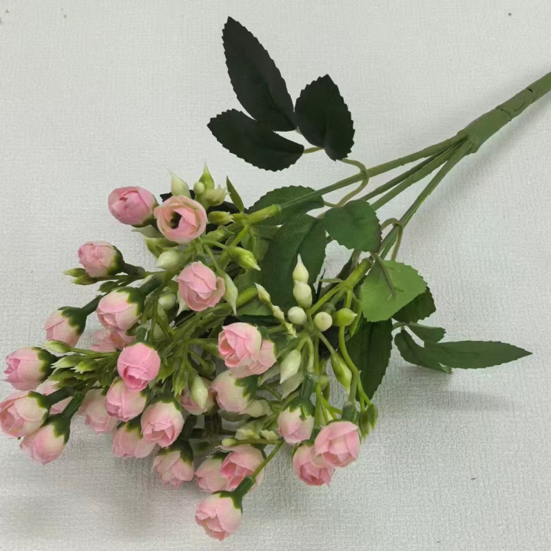 Flori artificiale, buchet cu 5 ramuri, 30 petale Milan buds, muguri de trandafir cu mai multe capete, decor pentru casă și nuntă