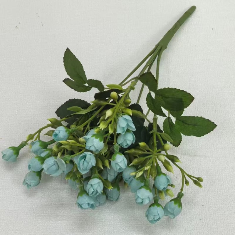 Flori artificiale, buchet cu 5 ramuri, 30 petale Milan buds, muguri de trandafir cu mai multe capete, decor pentru casă și nuntă