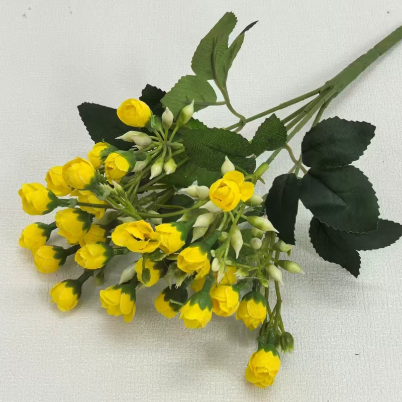 Flori artificiale, buchet cu 5 ramuri, 30 petale Milan buds, muguri de trandafir cu mai multe capete, decor pentru casă și nuntă