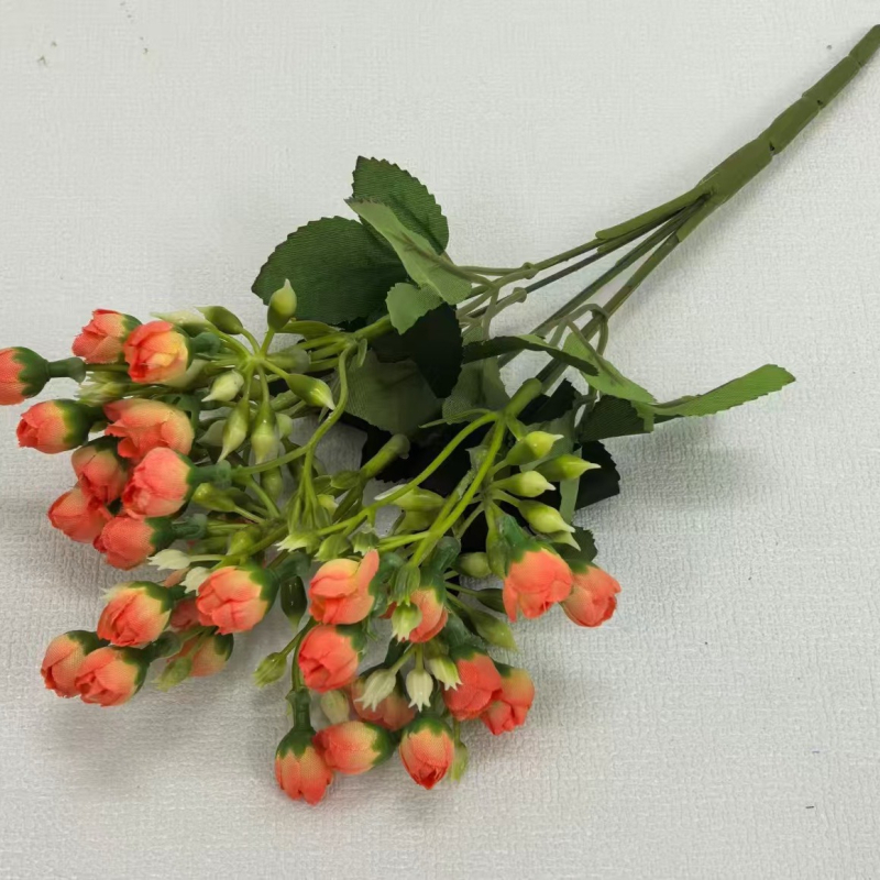Flori artificiale, buchet cu 5 ramuri, 30 petale Milan buds, muguri de trandafir cu mai multe capete, decor pentru casă și nuntă