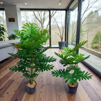 Frunze artificiale realiste de ploaie de primăvară, plantă verde în ghiveci pentru decor interior și exterior, 24 de frunze