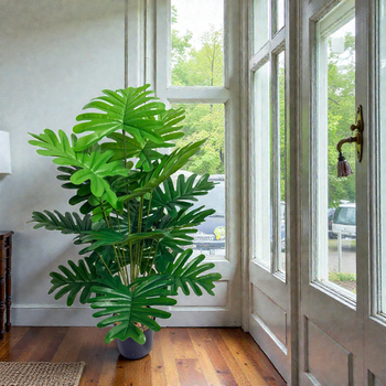 Frunze artificiale realiste de ploaie de primăvară, plantă verde în ghiveci pentru decor interior și exterior, 24 de frunze