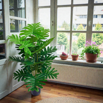 Frunze artificiale realiste de ploaie de primăvară, plantă verde în ghiveci pentru decor interior și exterior, 24 de frunze