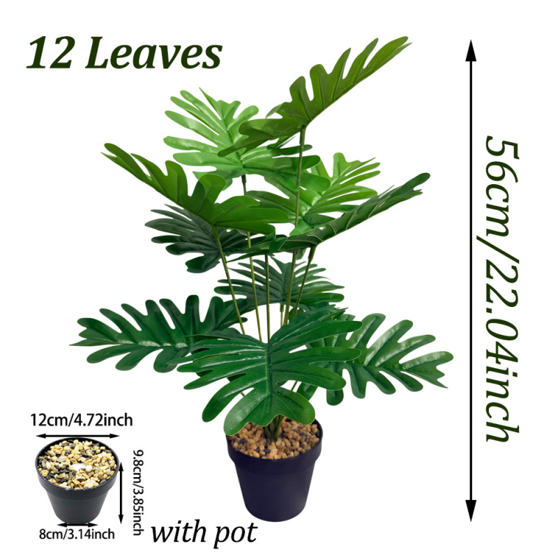 Frunze artificiale realiste de ploaie de primăvară, plantă verde în ghiveci pentru decor interior și exterior, 24 de frunze