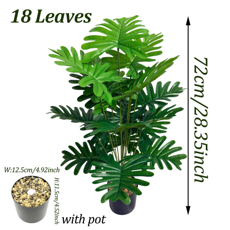 Frunze artificiale realiste de ploaie de primăvară, plantă verde în ghiveci pentru decor interior și exterior, 24 de frunze