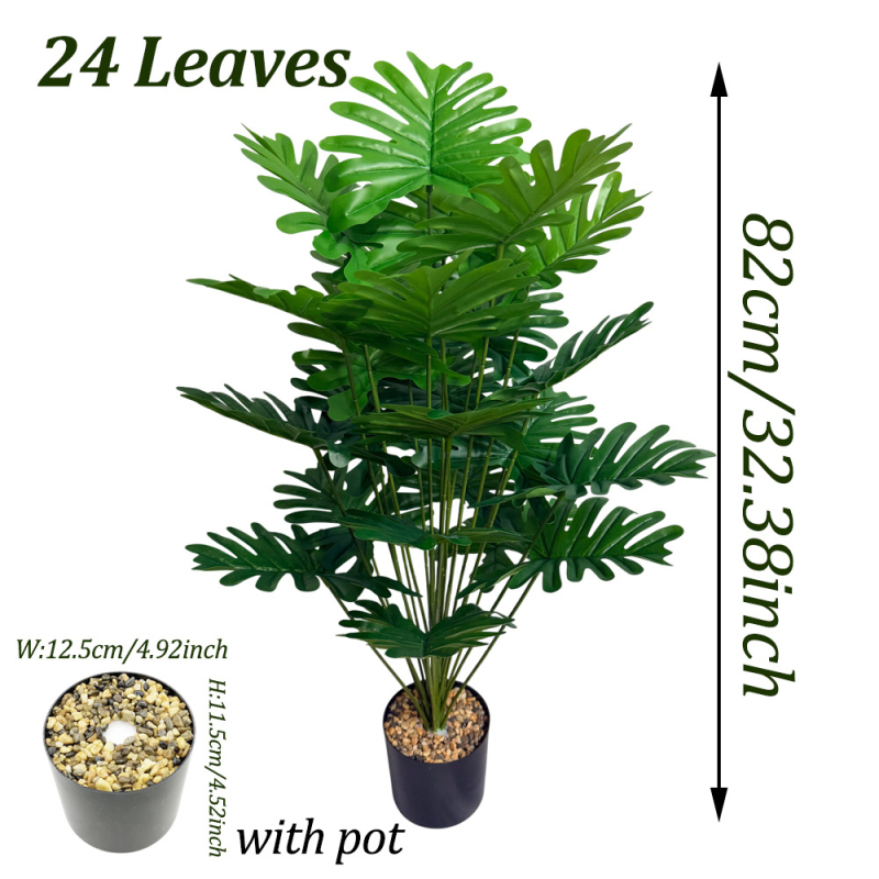 Frunze artificiale realiste de ploaie de primăvară, plantă verde în ghiveci pentru decor interior și exterior, 24 de frunze