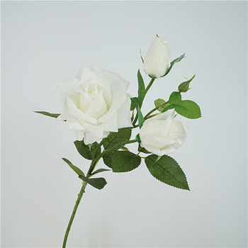 Trandafir artificial de înaltă calitate, cu trei capete, pentru decor în casă, aranjament floral și accesorii foto pentru nuntă