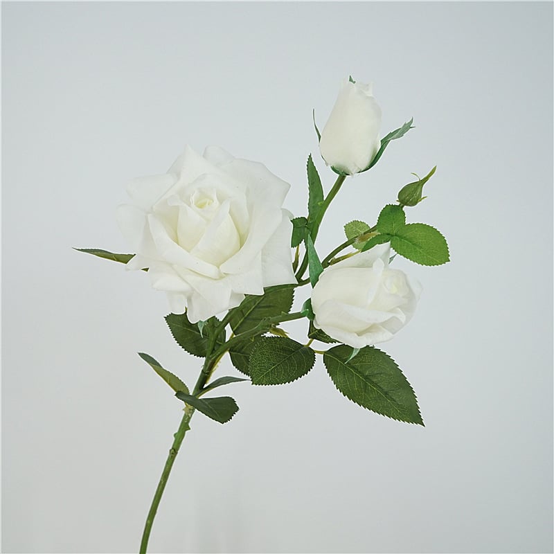 Trandafir artificial de înaltă calitate, cu trei capete, pentru decor în casă, aranjament floral și accesorii foto pentru nuntă