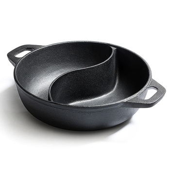 Tigaie din fontă, cu două mânere, pentru hot pot Mandarin Duck, de calitate alimentară, fără strat, antiaderent, pentru bucătărie zilnică