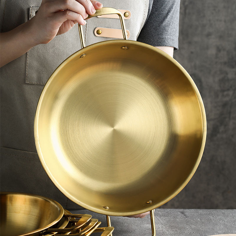 Oală din oțel inoxidabil, multifuncțională pentru hot pot cu fructe de mare, ramen și dry pot, capacitate 2,1–4 l, cu mâner dublu