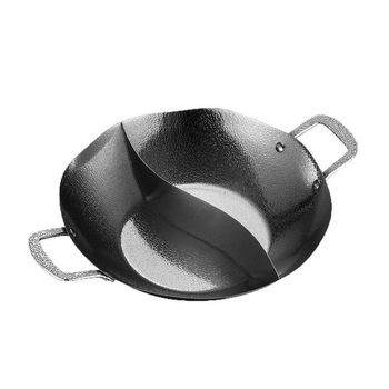 Oală de hot pot din oțel inoxidabil cu trei straturi, textură ciocănită de frunză de lotus la interior și la exterior, Yin-Yang pentru supă limpede