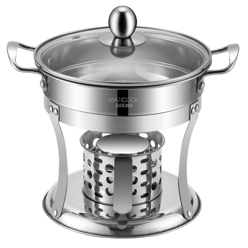 Beauty Kitchen MCT762 Oală mică din oțel inoxidabil 304, cu pereche de linguri pentru hot pot, fără acoperire, 4.1–6 L, pentru uz casnic