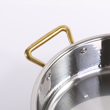 Oală de supă din oțel inoxidabil cu textură ciocănită, Yin‑Yang hot pot, utilizare comercială, compatibilă cu plite cu inducție și gaz, oală pentru supă limpede, cu pereți mai groși