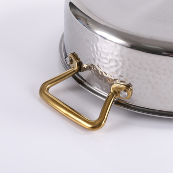 Oală de supă din oțel inoxidabil cu textură ciocănită, Yin‑Yang hot pot, utilizare comercială, compatibilă cu plite cu inducție și gaz, oală pentru supă limpede, cu pereți mai groși