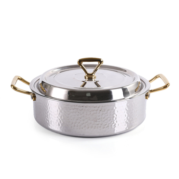 Oală de supă din oțel inoxidabil cu textură ciocănită, Yin‑Yang hot pot, utilizare comercială, compatibilă cu plite cu inducție și gaz, oală pentru supă limpede, cu pereți mai groși