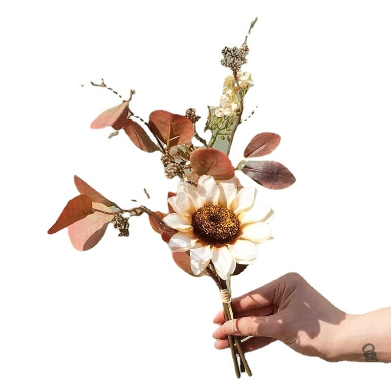 Floare de toamnă cu un singur cap, buchet mic din flori artificiale, înălțime 40 cm, pentru decor acasă, nunți și ședințe foto