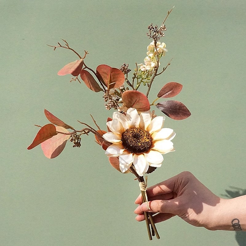 Floare de toamnă cu un singur cap, buchet mic din flori artificiale, înălțime 40 cm, pentru decor acasă, nunți și ședințe foto