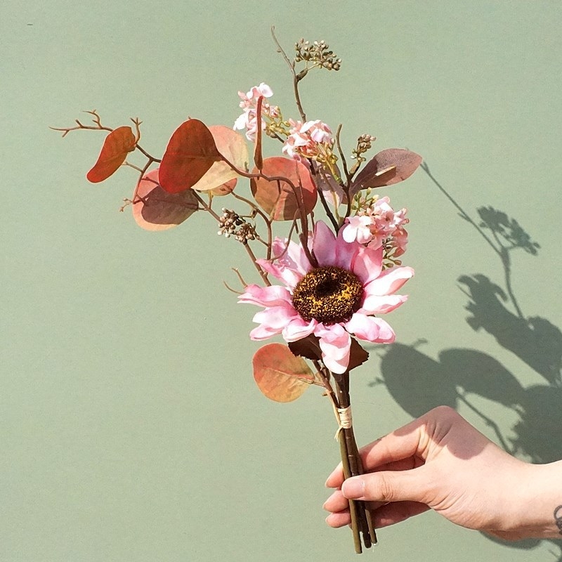 Floare de toamnă cu un singur cap, buchet mic din flori artificiale, înălțime 40 cm, pentru decor acasă, nunți și ședințe foto