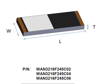WAN3216F245C02 čip antena, SMD 3216, L-typ antena, 2.45 GHz