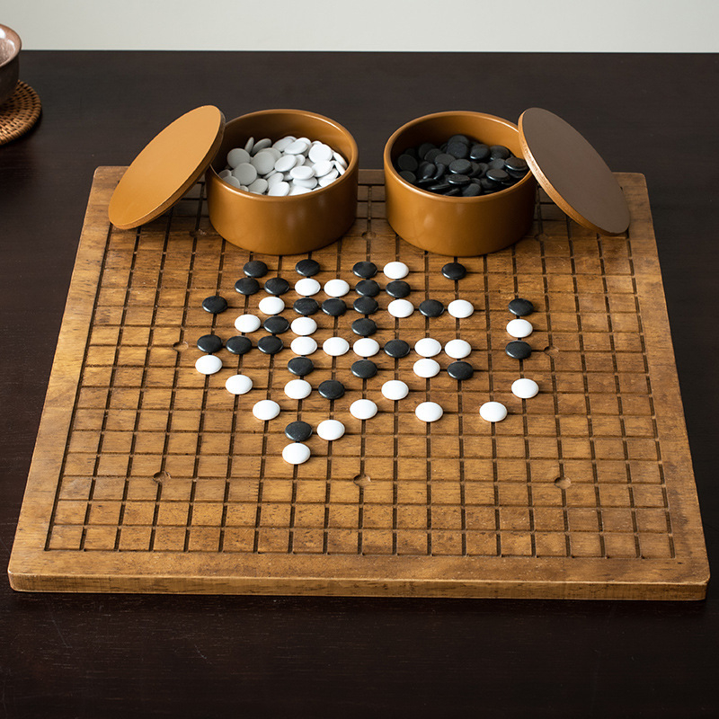 Dvojni drveni set ploče za Go i Xiangqi s crnim i bijelim figurama za odrasle i početnike