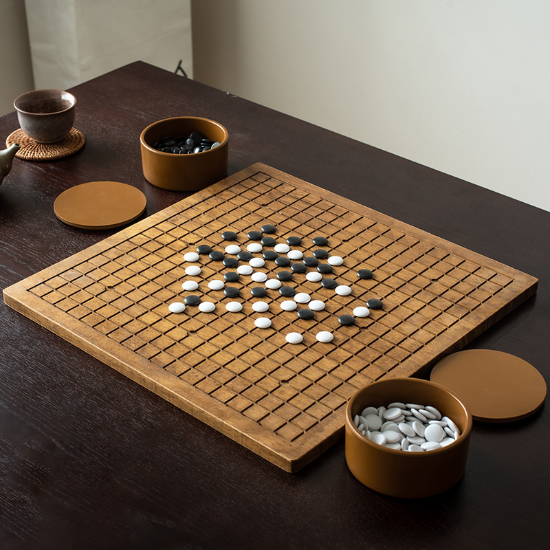 Dvojni drveni set ploče za Go i Xiangqi s crnim i bijelim figurama za odrasle i početnike