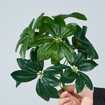 Plantă artificială cu nouă capete, frunze verzi și galbene, ornament decorativ pentru interior