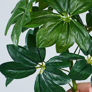 Plantă artificială cu nouă capete, frunze verzi și galbene, ornament decorativ pentru interior