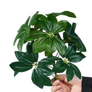 Plantă artificială cu nouă capete, frunze verzi și galbene, ornament decorativ pentru interior