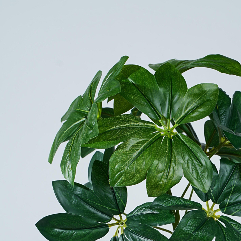 Plantă artificială cu nouă capete, frunze verzi și galbene, ornament decorativ pentru interior